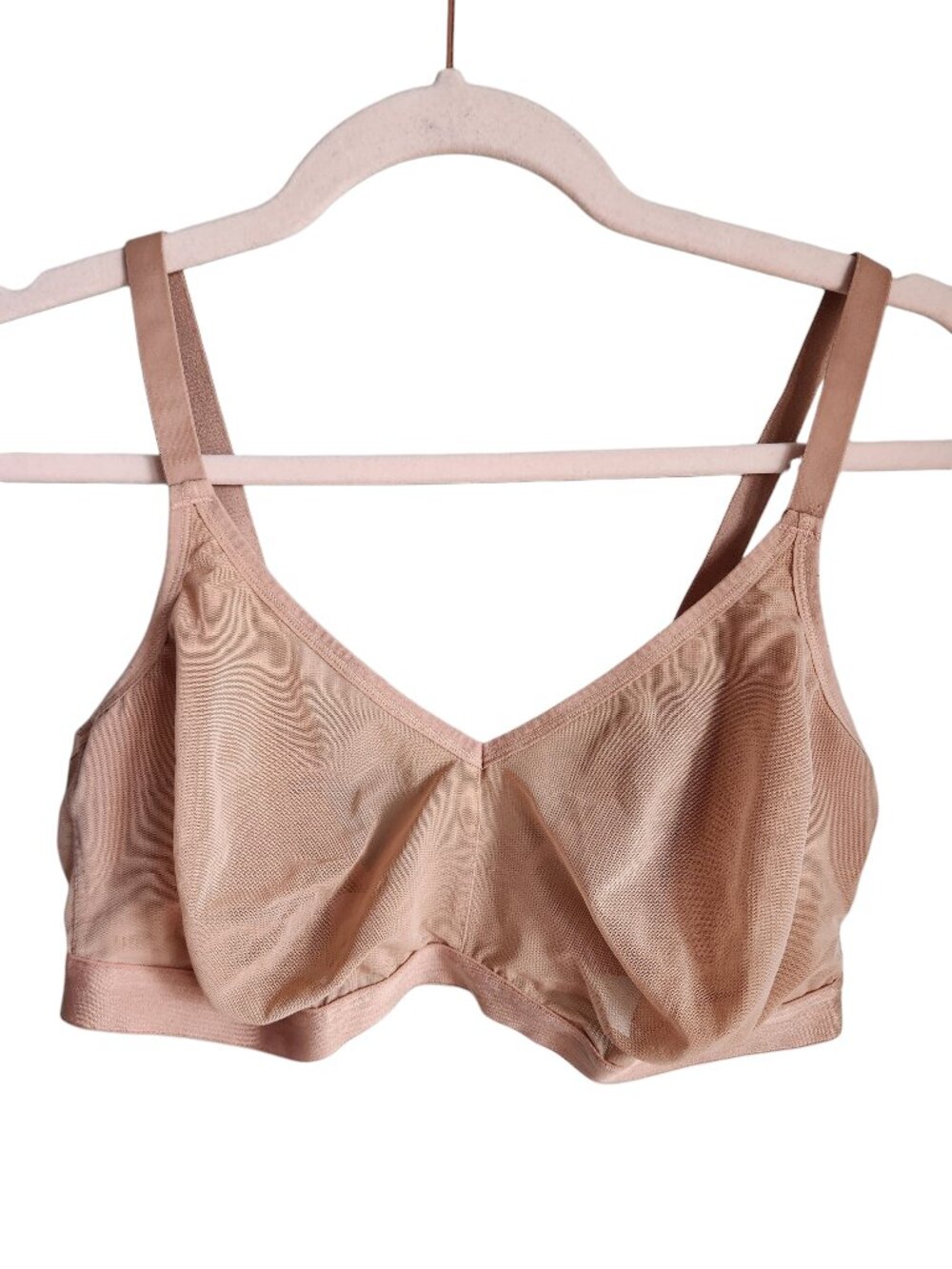 Negative Bra Nude Beige 4+ 38DDD 38G Women's Wireless Back Close Semi Sheer